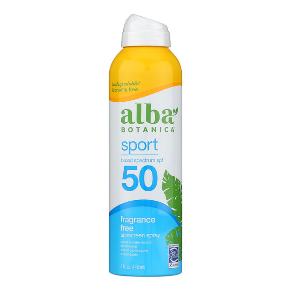 Alba Botanica - Sunscreen Spray Sport Formula Spf 50 - 1 Each-5 Fluid Ounces - GreatEagleInc