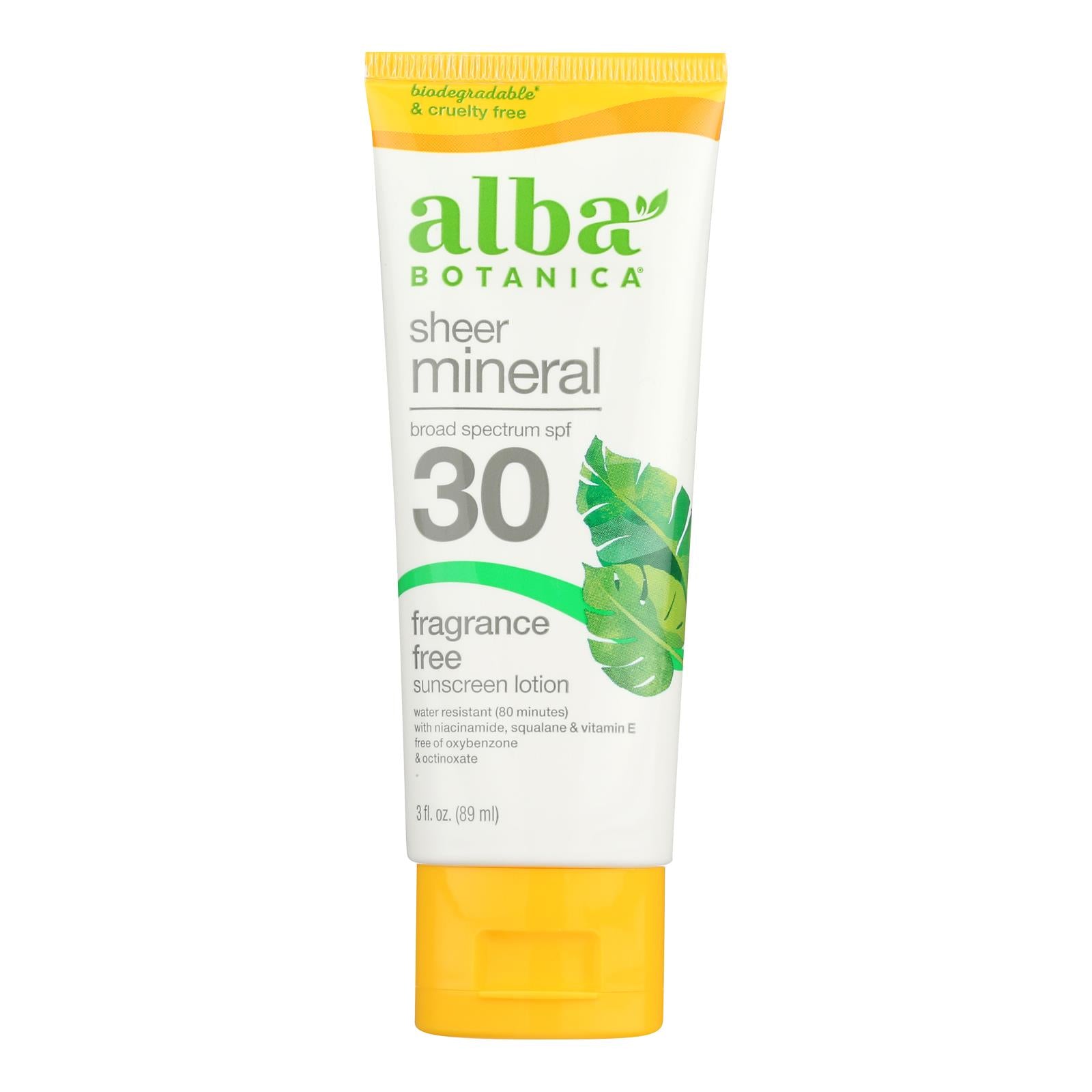 Alba Botanica - Sunscreen Lotion Mineral Formula Face And Body Spf 30 - 1 Each-3 Fluid Ounces - GreatEagleInc