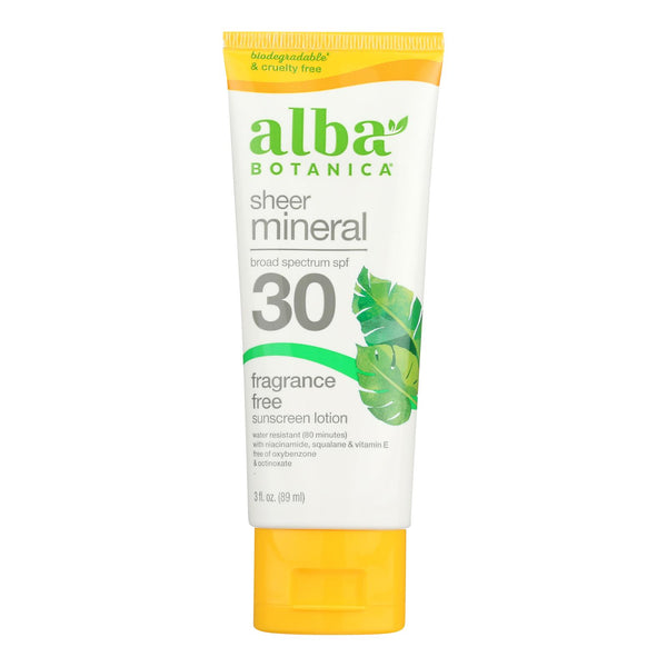 Alba Botanica - Sunscreen Lotion Mineral Formula Face And Body Spf 30 - 1 Each-3 Fluid Ounces - GreatEagleInc