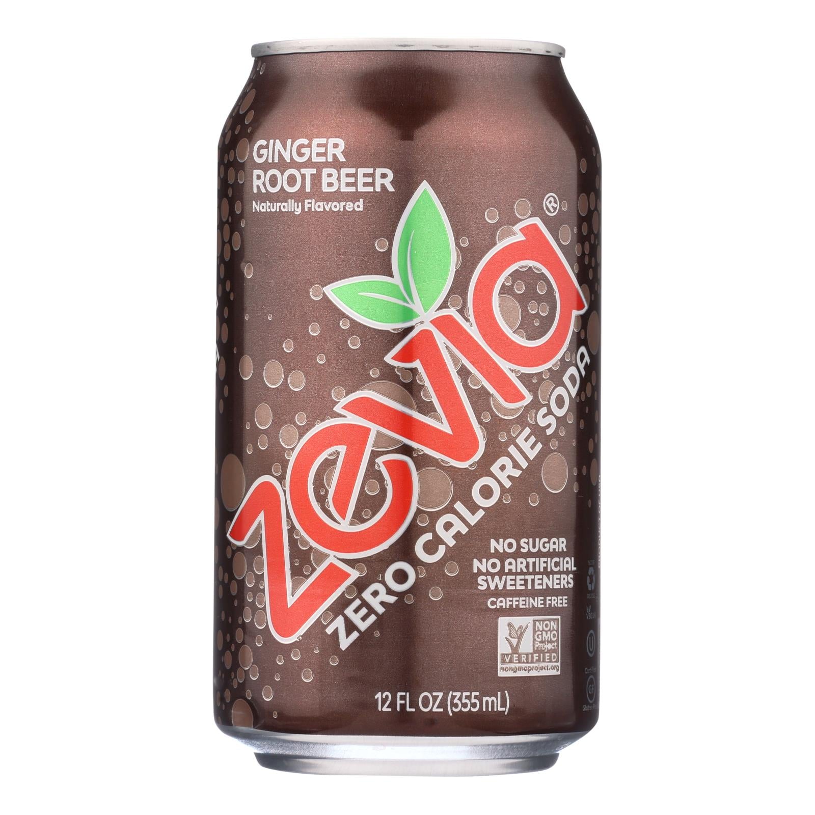 Zevia - Soda Ginger Root Beer Zero Calorie Can - Case Of 4-6/12 Fluid Ounces - GreatEagleInc