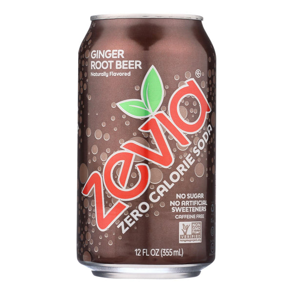 Zevia - Soda Ginger Root Beer Zero Calorie Can - Case Of 4-6/12 Fluid Ounces - GreatEagleInc