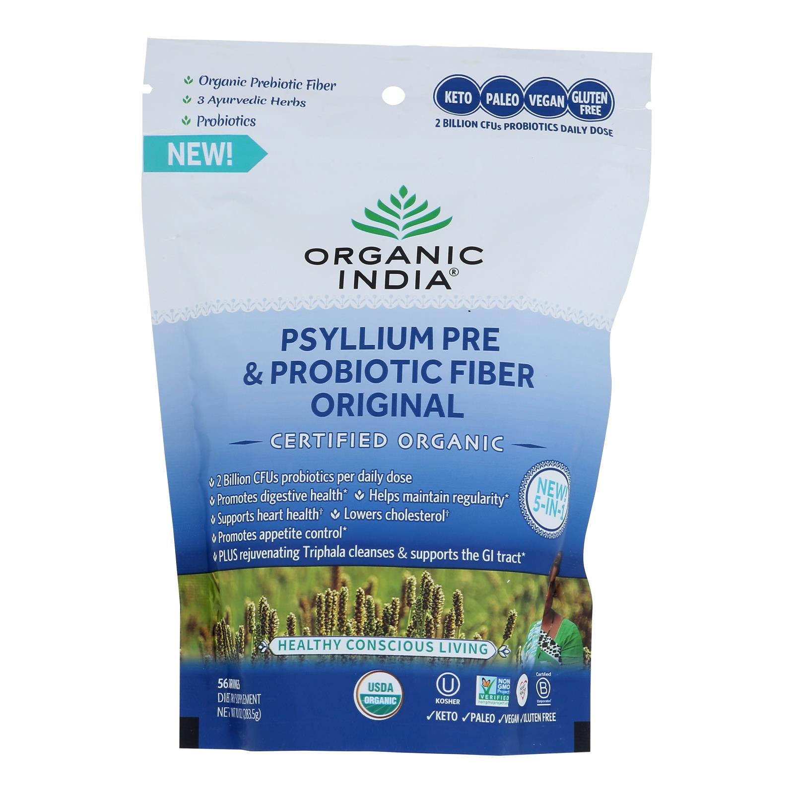 Organic India - Psyllium Organic Prebiotic/probiotic Fiber Organic - Case Of 12-10 Ounces - GreatEagleInc