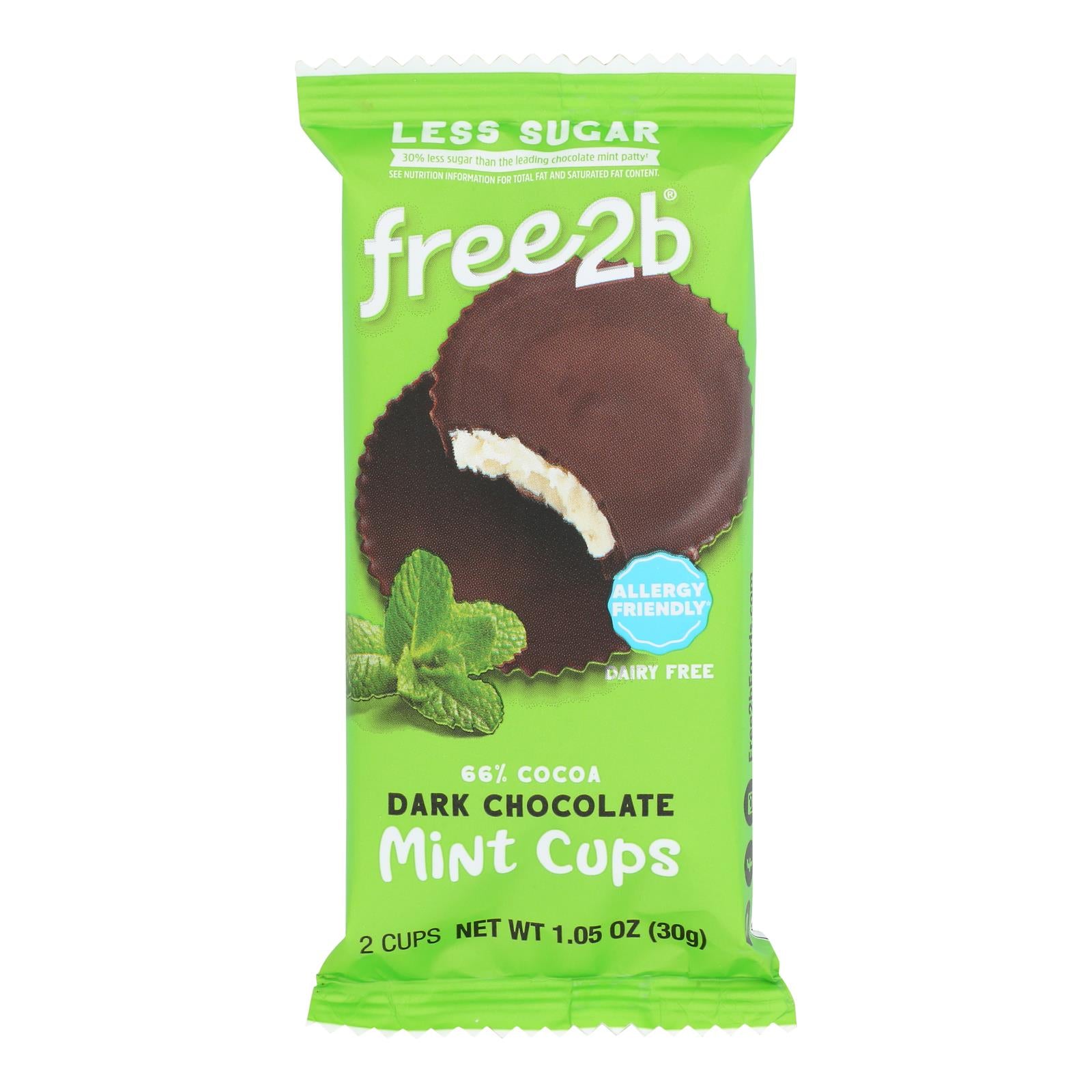 Free 2 B - Mint Cups Dark Chocolate 2 Cup - Case Of 12 - 1.05 Ounces - GreatEagleInc