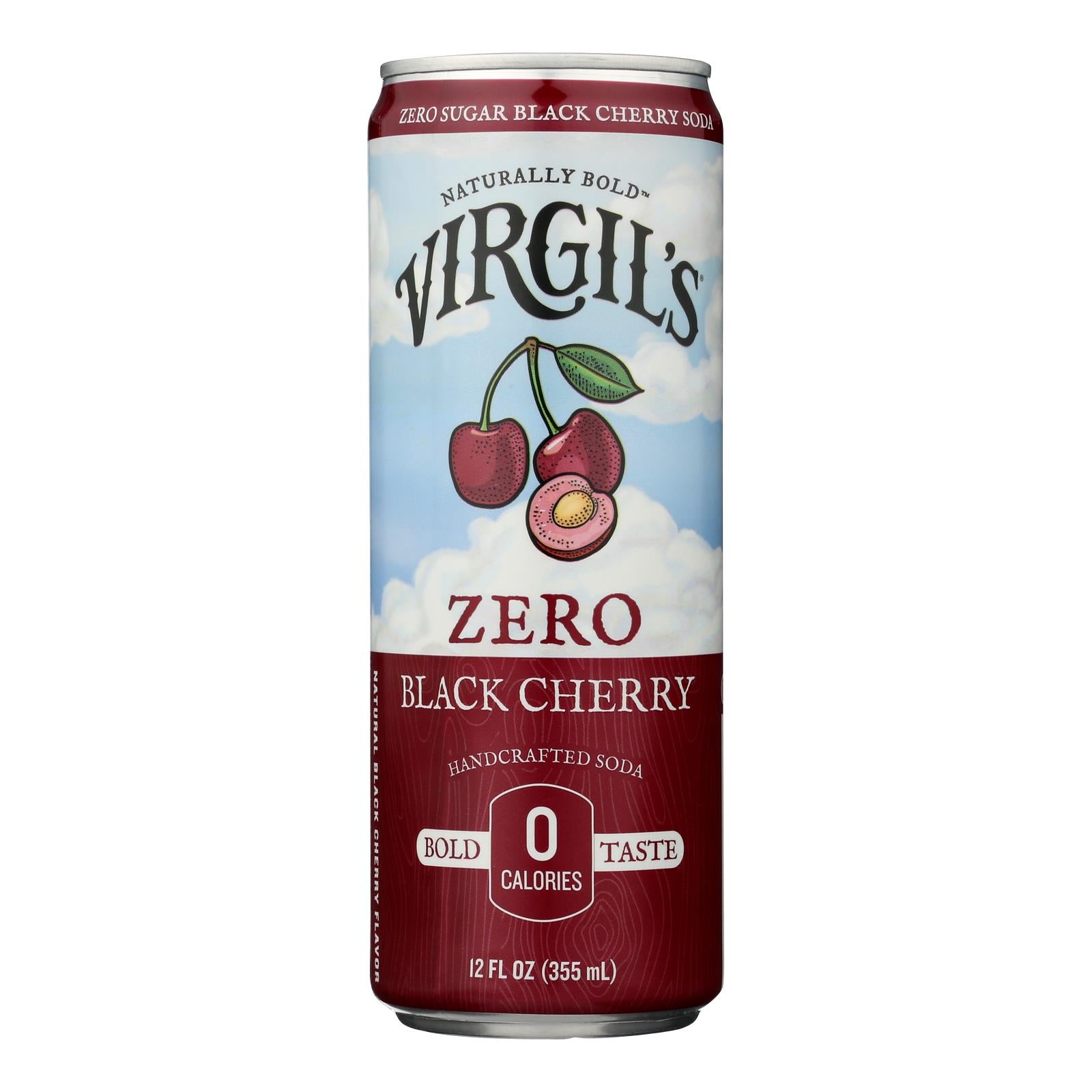 Virgil's - Soda Zero Sugar Black Cherry Can - Case Of 6 - 4/12 Fluid Ounces - GreatEagleInc