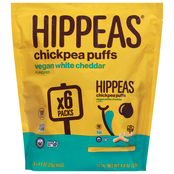 Hippeas - Chickpea Puff White Cheddar - Case Of 12-6/.8 Ounce - GreatEagleInc