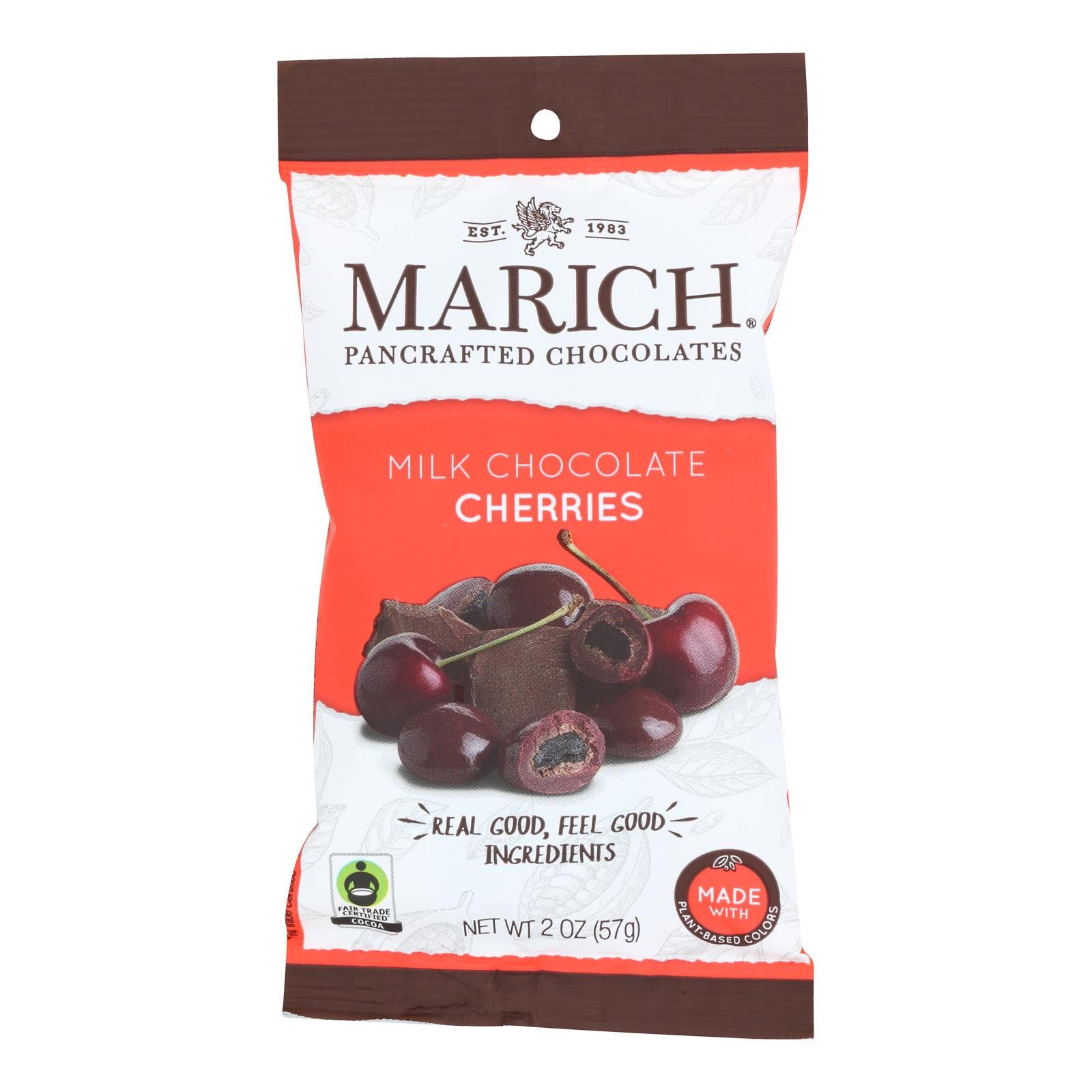 Marich - Milk Chocolate Cherries - Case Of 12 - 2 Ounces - GreatEagleInc
