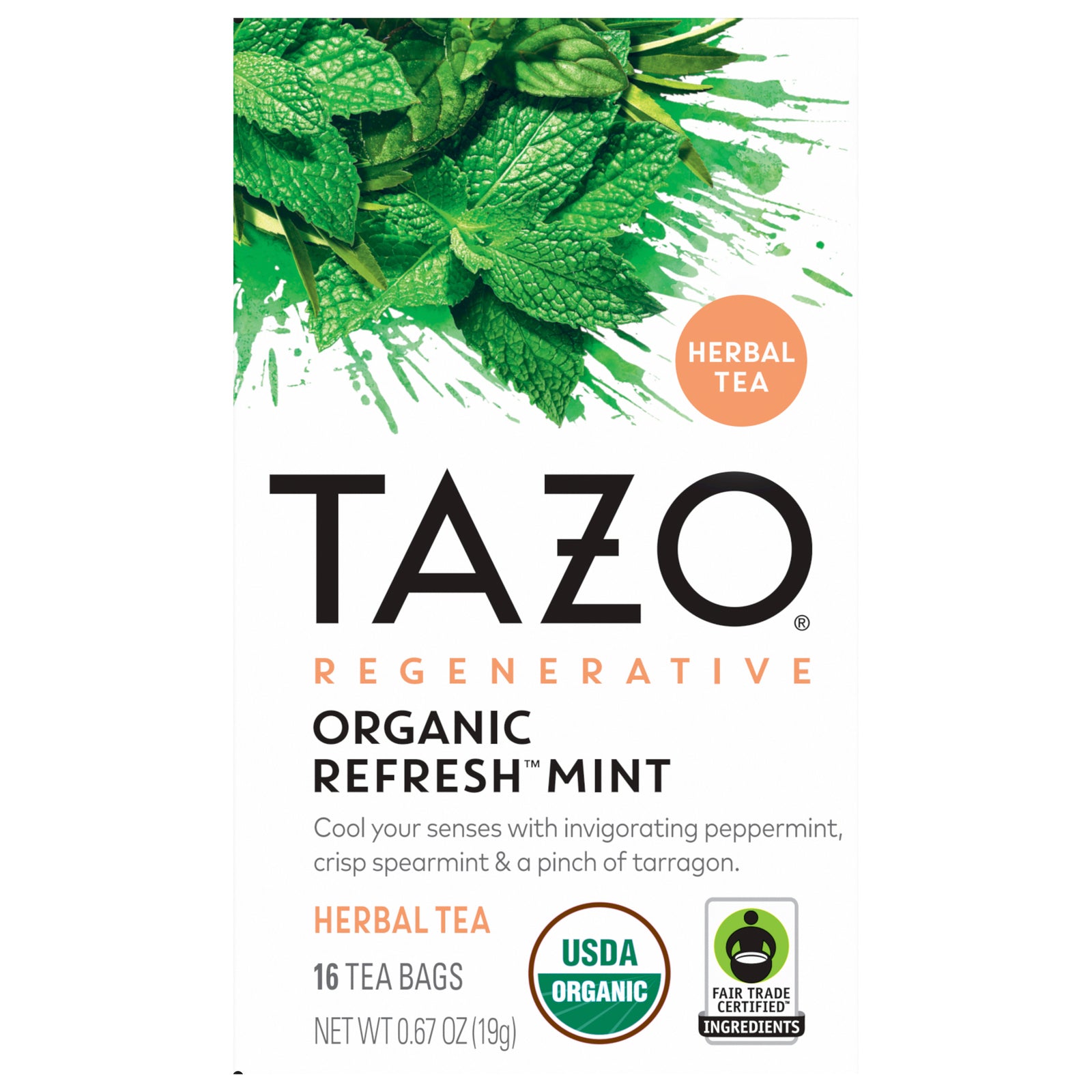 Tazo Tea - Herbal Tea Organic Refresh Mint - Case Of 6-16 Bags - GreatEagleInc