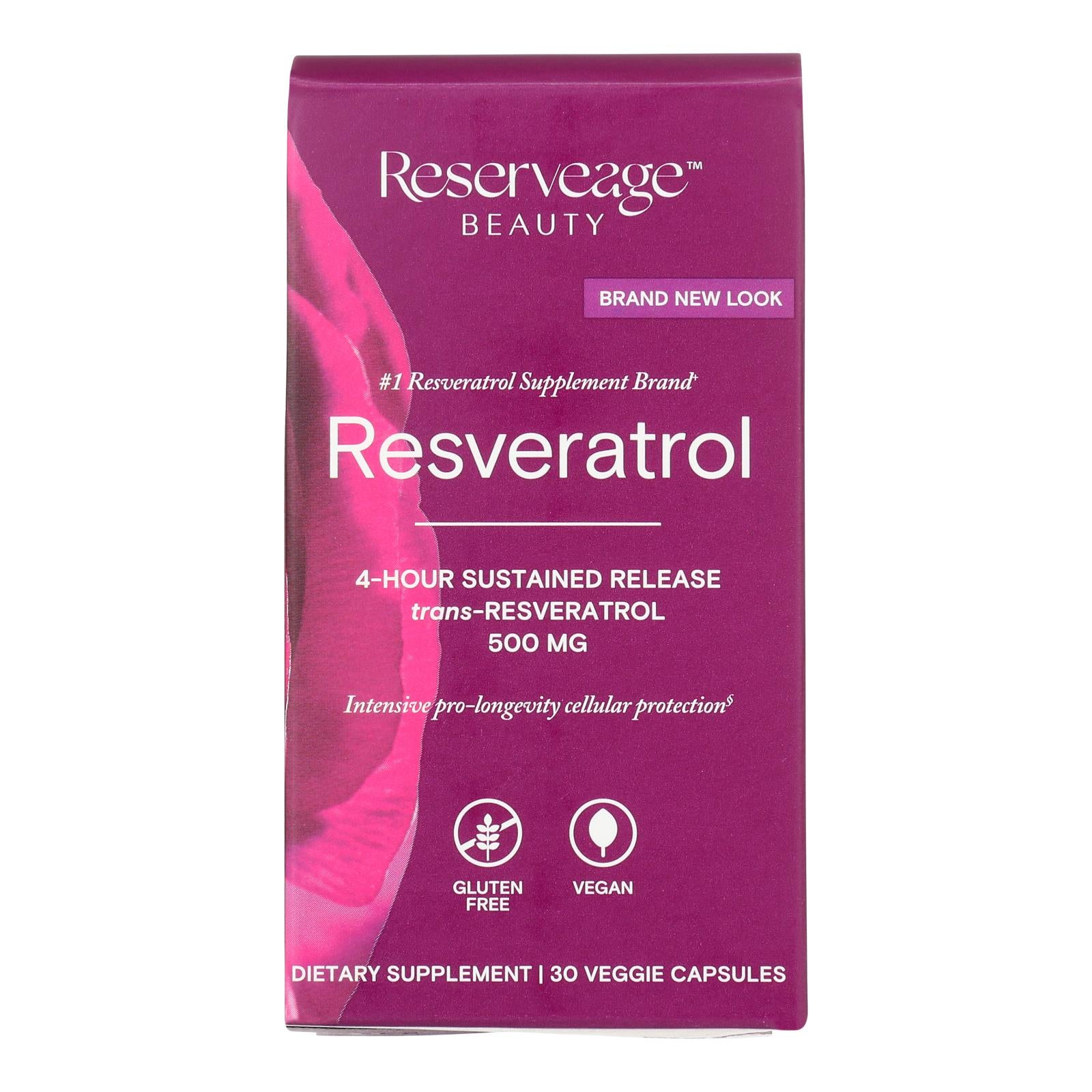 Reserveage Nutrition - Supplement Resveratrol 500 Milligrams - 1 Each-30 Vegetarian Capsules - GreatEagleInc
