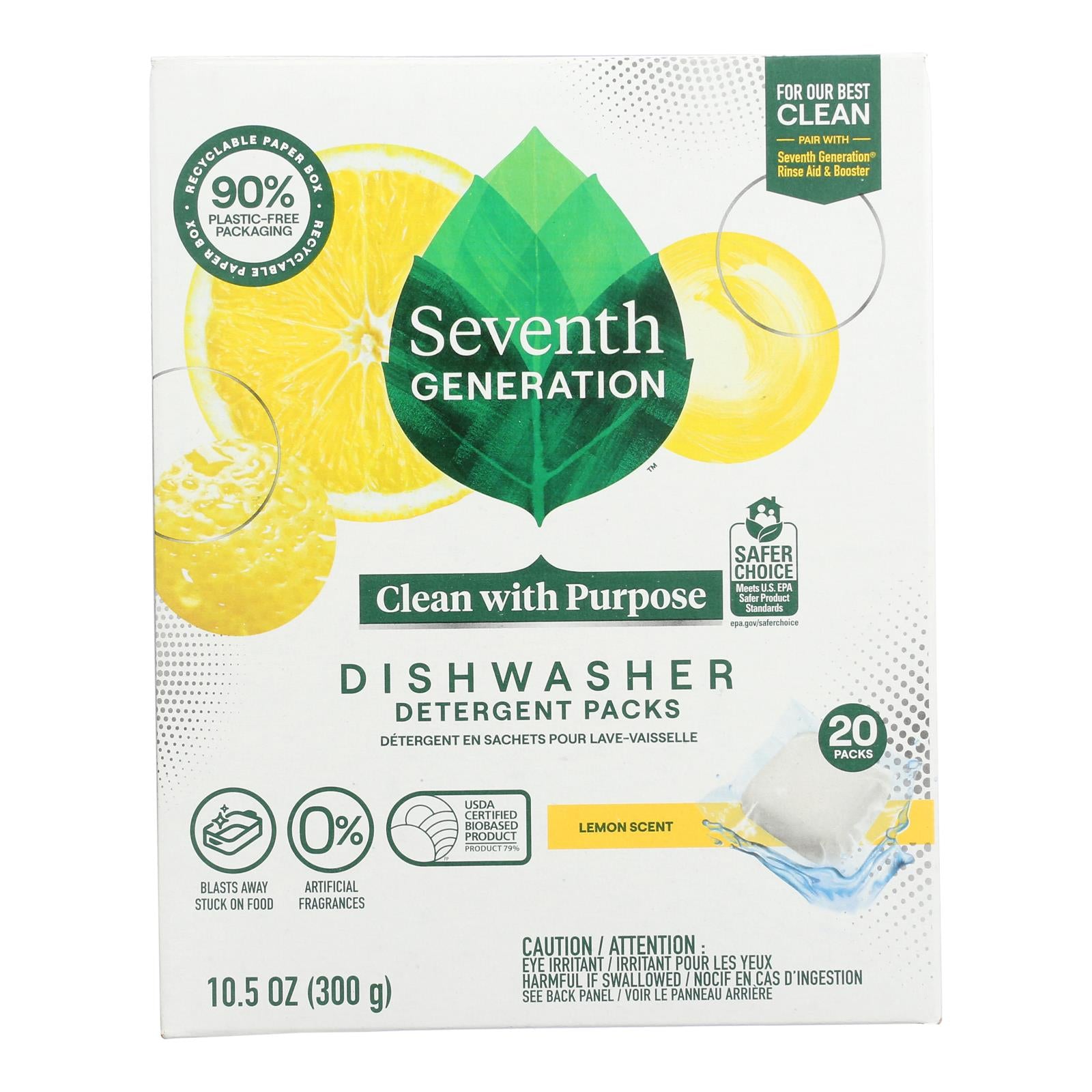 Seventh Generation - Automatic Dish Pacs Lemon - Case Of 6-20 Count - GreatEagleInc