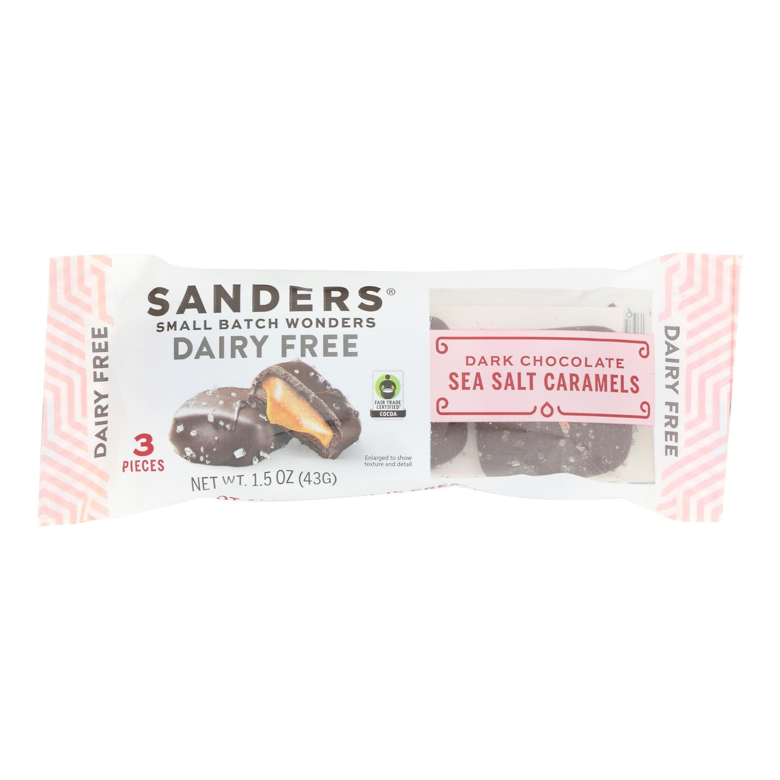 Sanders - Caramels Dark Chocolate Sea Salt - Case Of 8 - 1.5 Ounces - Home & Garden