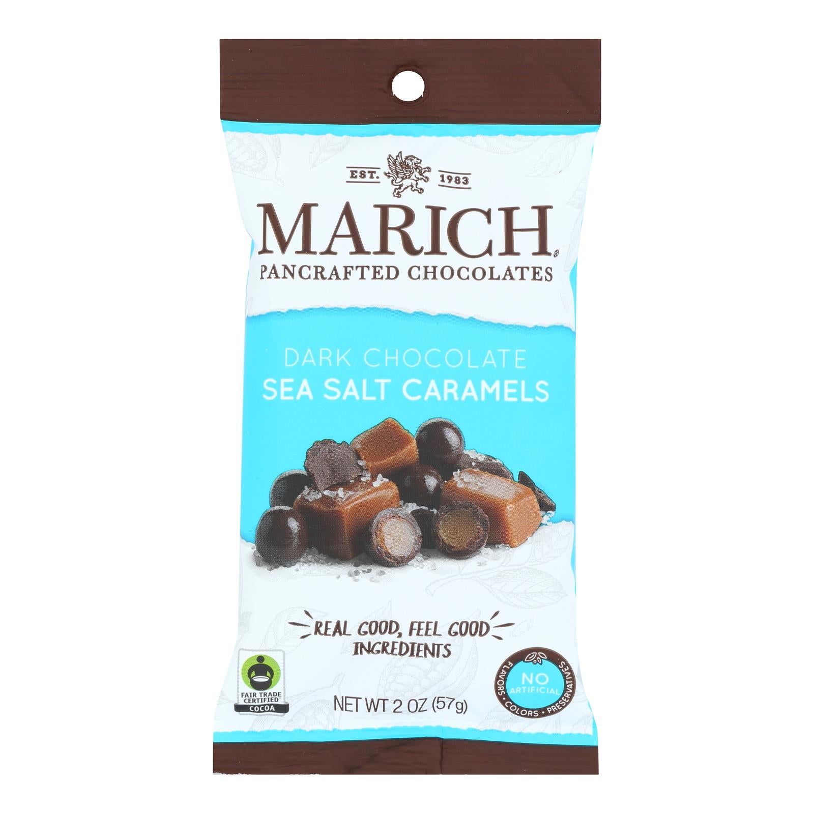 Marich - Caramels Dark Chocolate Sea Salt Squares - Case Of 12 - 2 Ounce - GreatEagleInc