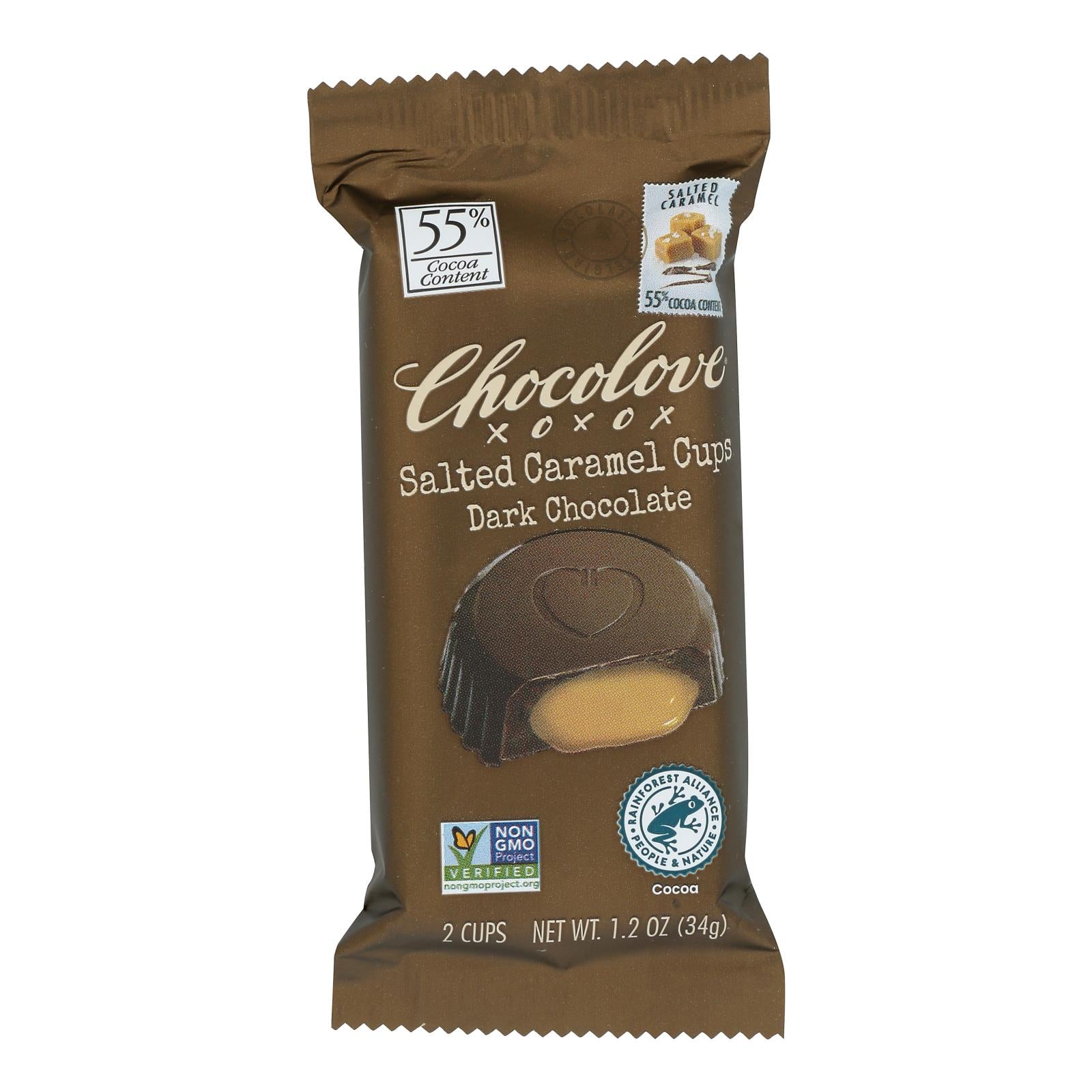 Chocolove - Cup Salted Caramel Dark Chocolate - Case Of 10 - 1.2 Ounces - GreatEagleInc