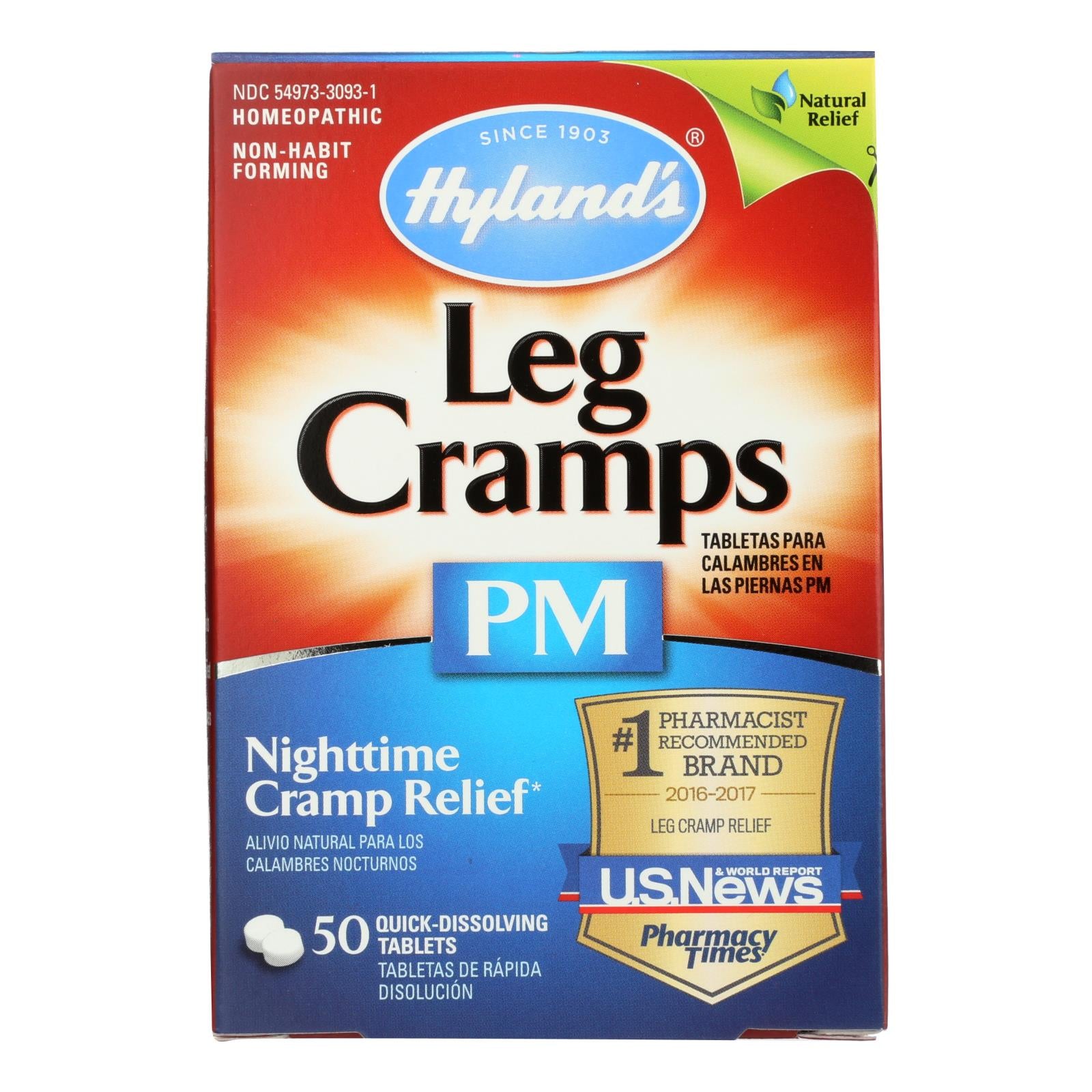 Hyland's - Leg Cramp Relief Pm - Case Of 3-50 Tablets - GreatEagleInc
