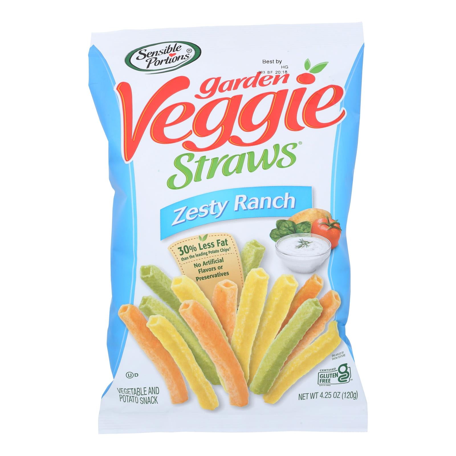 Sensible Portions - Veggie Straw Zesty Ranch - Case Of 12 - 4.25 Ounces - GreatEagleInc