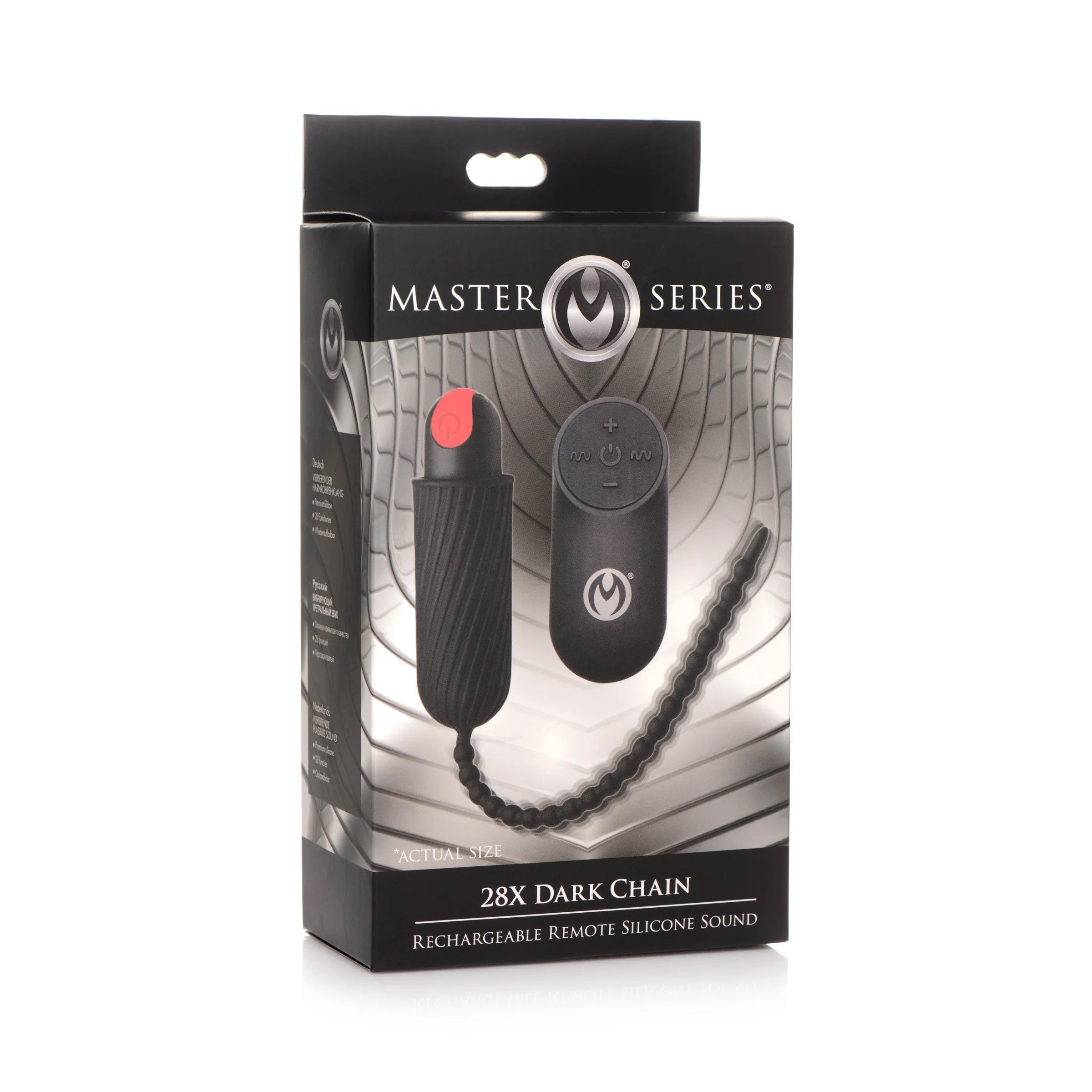 28x Dark Chain Rechargeable Remote Silicone Sound - Black - Adult Products