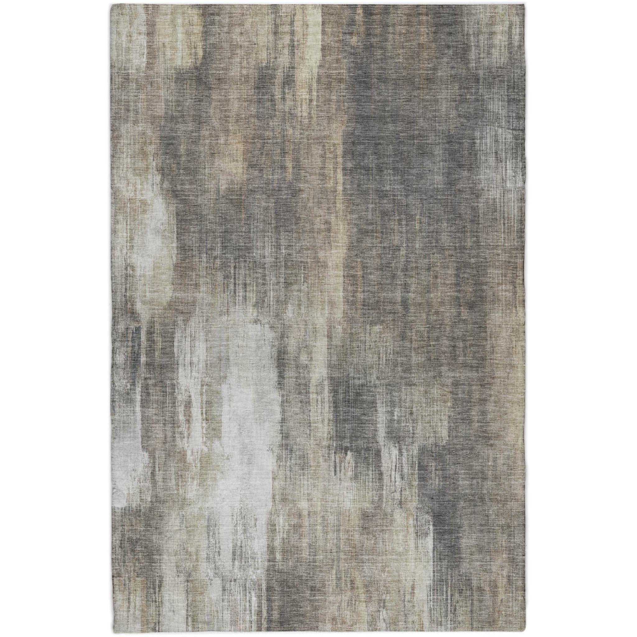5' X 8' Taupe And Beige Abstract Shag Washable Area Rug With UV Protection - Home & Garden