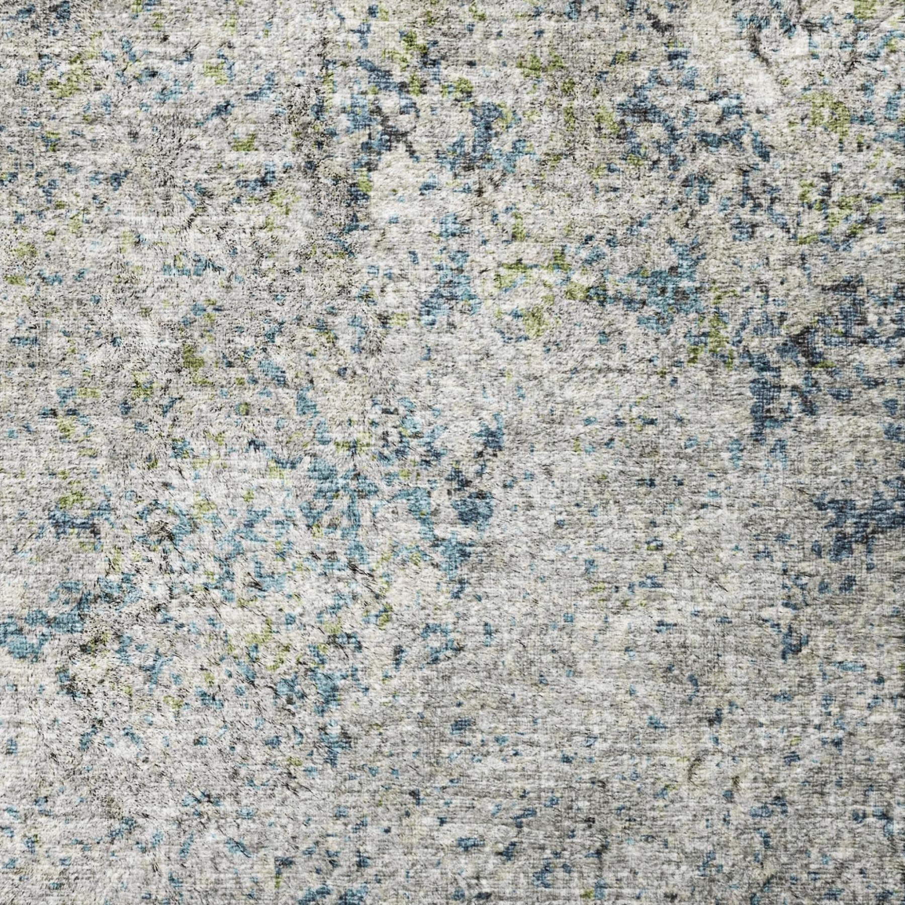 3' X 5' Green And Navy Blue Abstract Shag Washable Area Rug With UV Protection - Home & Garden