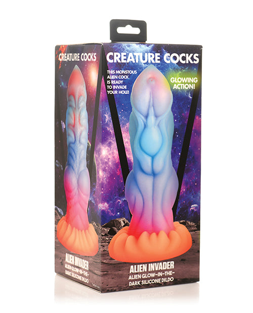 Creature Cocks Alien Invader Alien Glow-in-the-dark Silicone Dildo - GreatEagleInc
