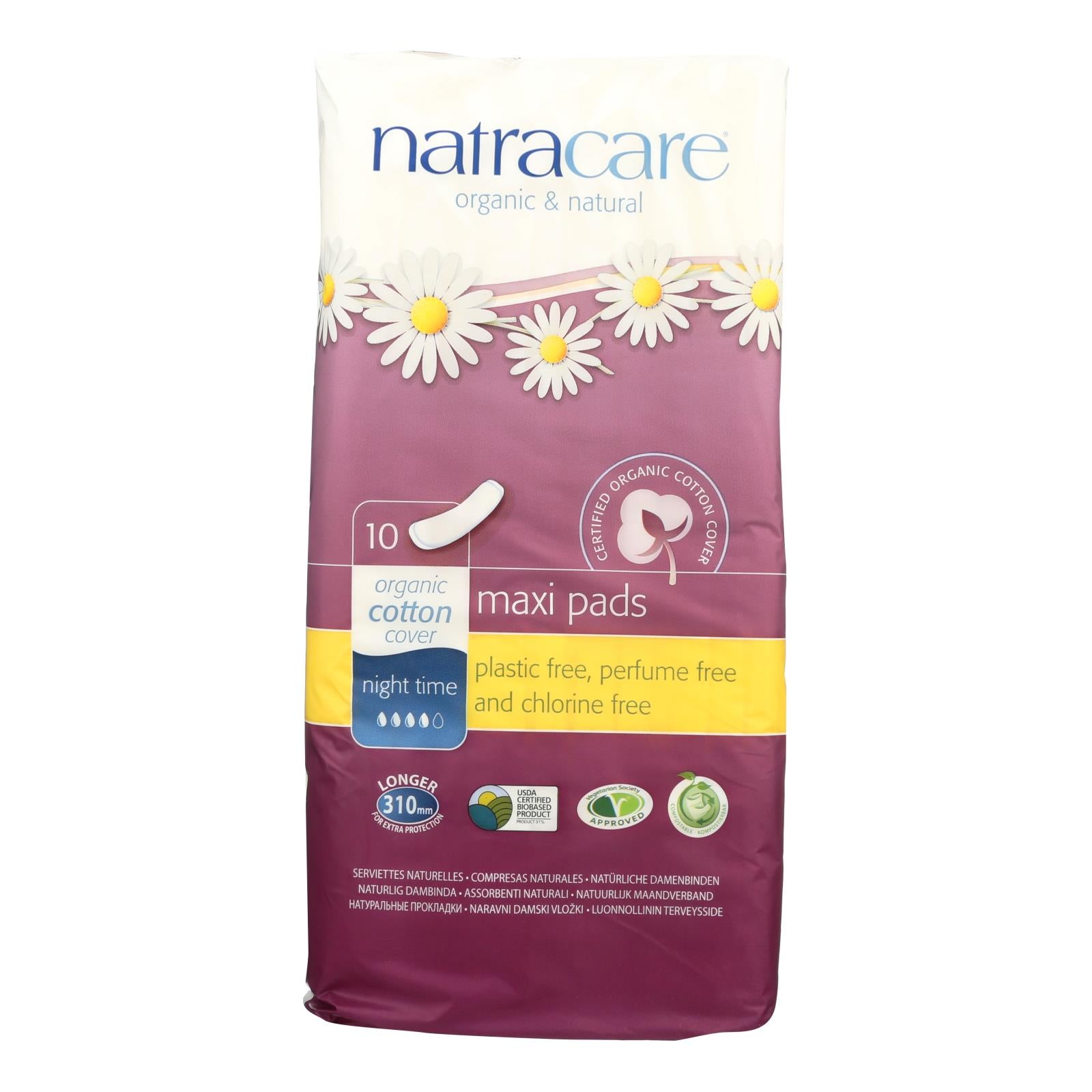 Natracare Natural Night Time Pads - 10 Pack - GreatEagleInc