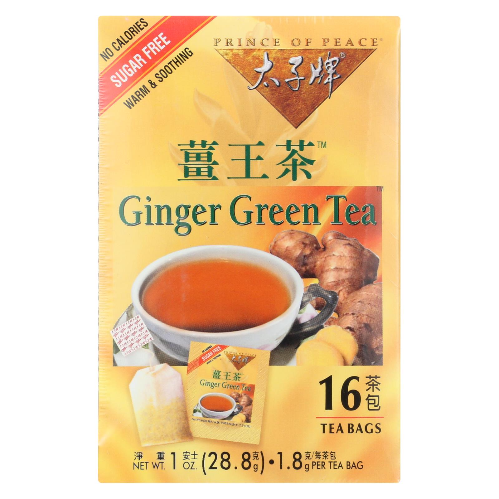 Prince Of Peace Ginger Green Tea - 16 Tea Bags - GreatEagleInc