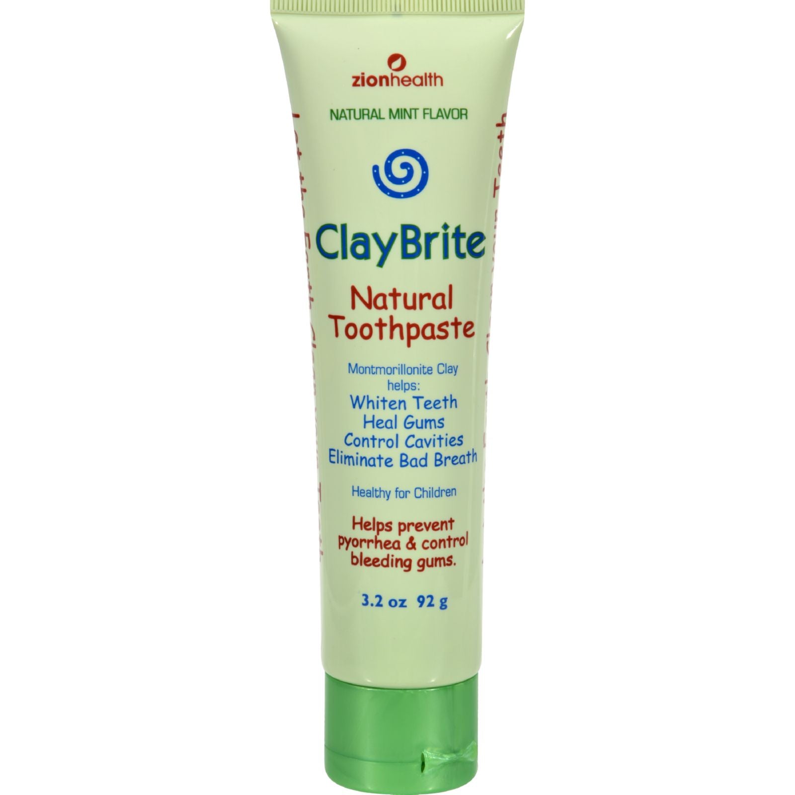 Zion Health Claybrite Natural Toothpaste - Natural Mint - 3.2 Oz - GreatEagleInc
