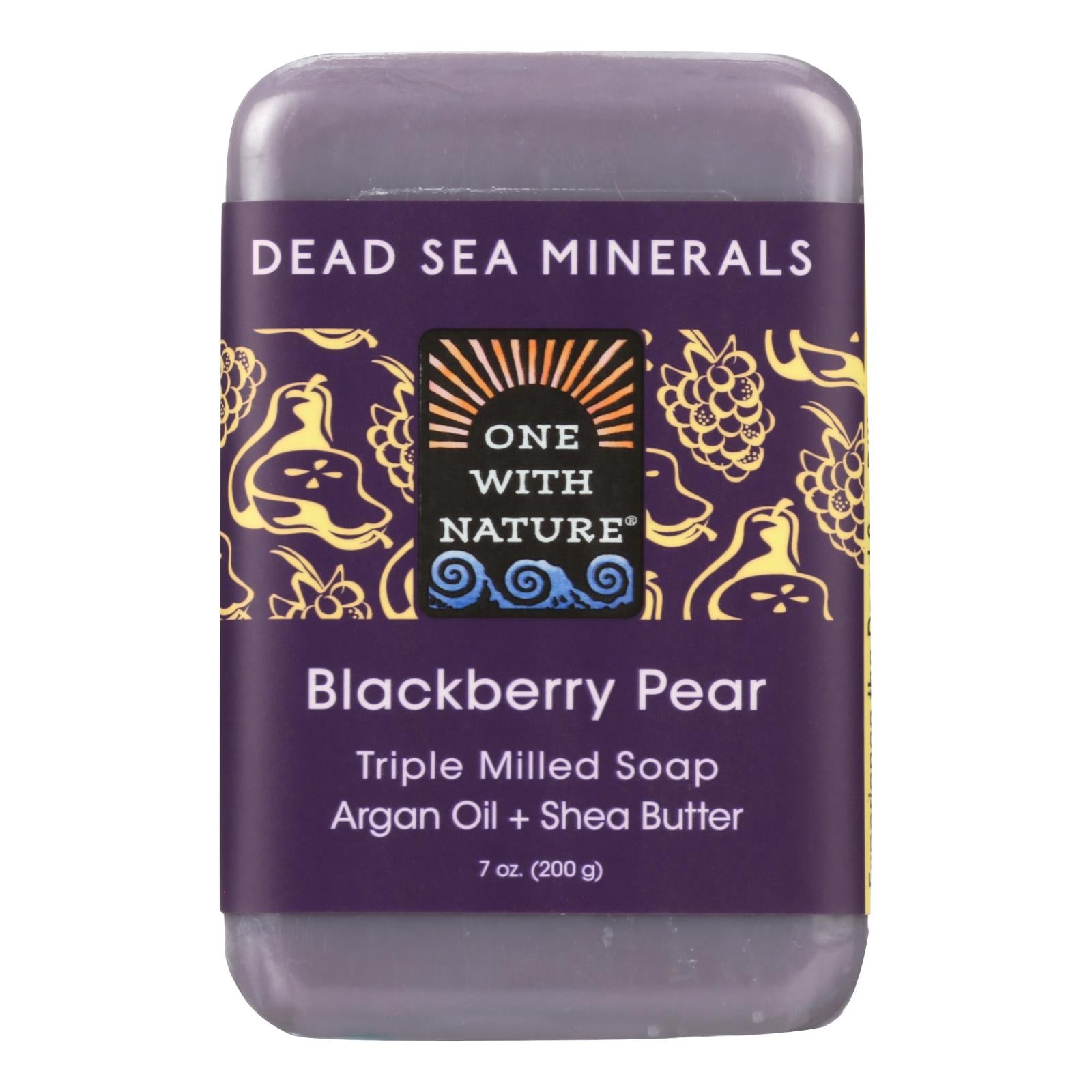 One With Nature Triple Milled Soap Bar - Blackberry Pear - 7 Oz - GreatEagleInc