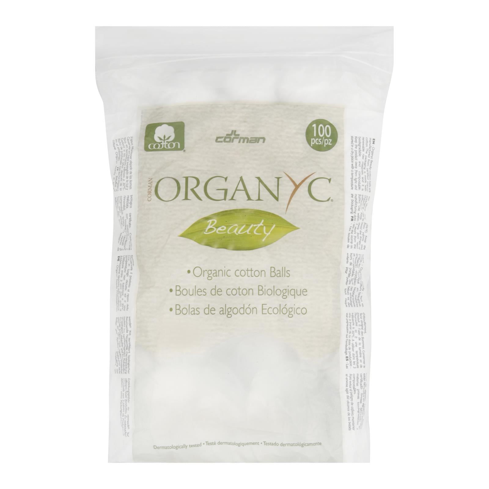 Organyc Cotton Balls - 100 Percent Organic Cotton - Beauty - 100 Count - Eco-Friendly Home & Grocery