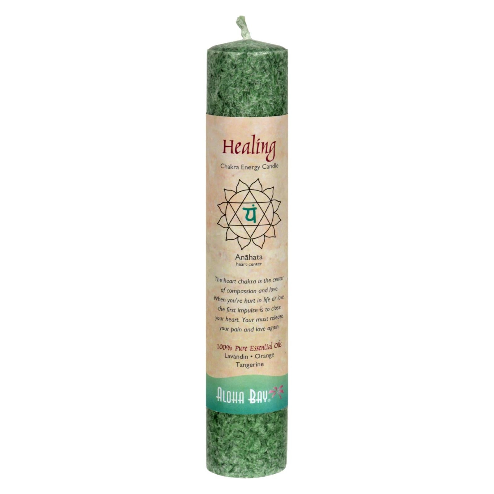 Aloha Bay - Chakra Pillar Candle - Green - 8" - GreatEagleInc