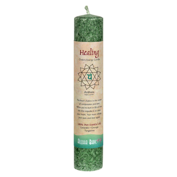 Aloha Bay - Chakra Pillar Candle - Green - 8" - GreatEagleInc