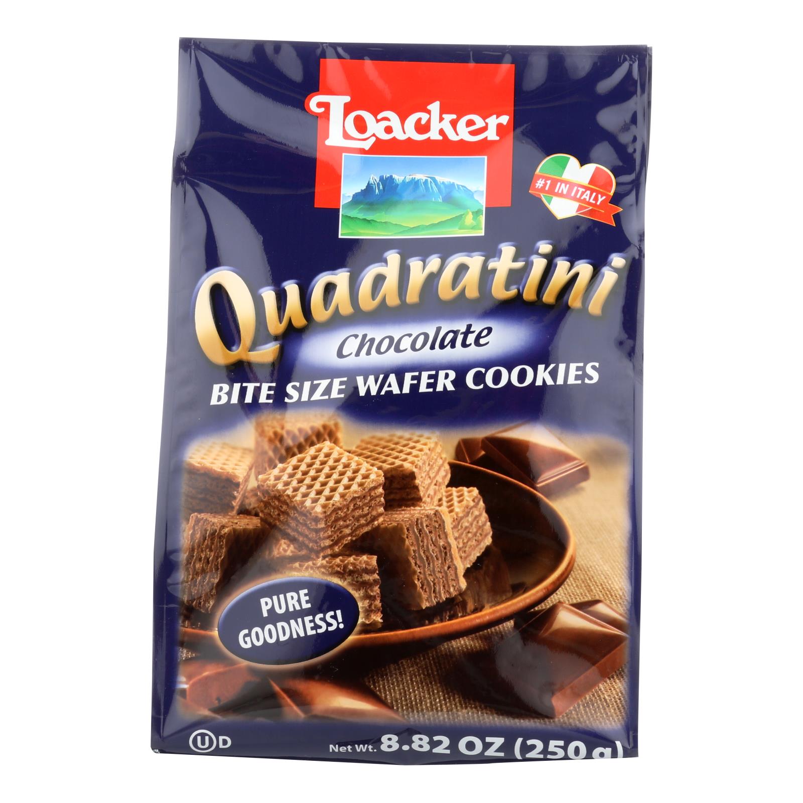Loacker Quadratini Bite Size Chocolate Wafer Cookies  - Case Of 6 - 8.82 Oz - GreatEagleInc