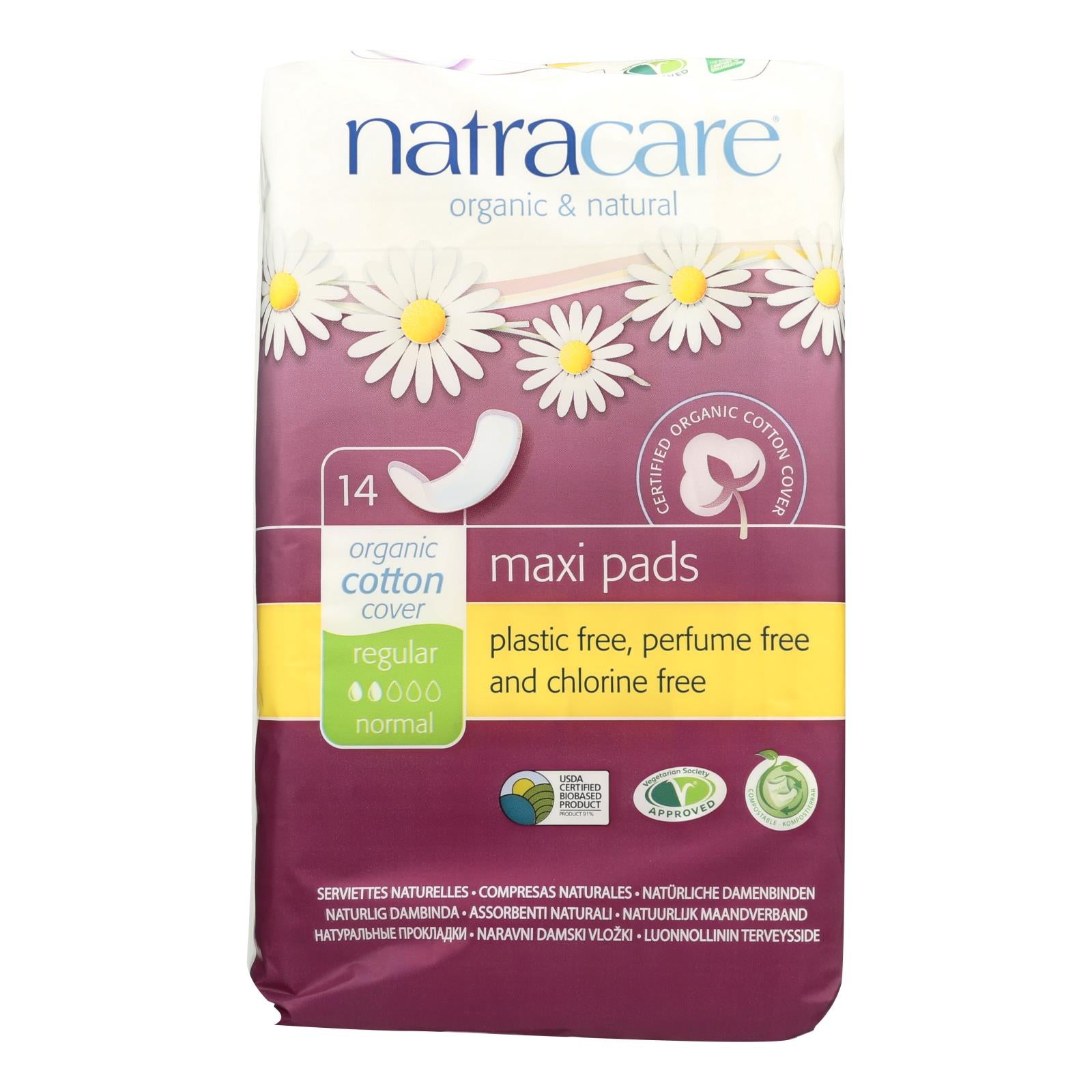 Natracare Natural Maxi Pads Regular - 14 Pack - GreatEagleInc