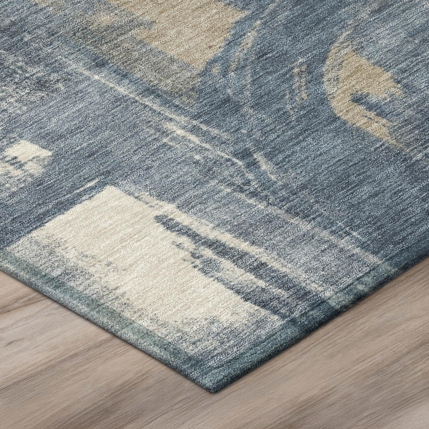10' X 14' Navy Blue And Blue Abstract Washable Indoor Outdoor Area Rug - Sports & Outdoor
