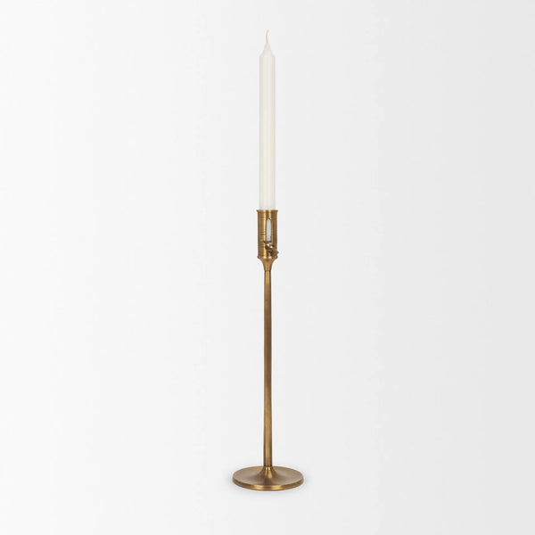 14" Antiqued Brass Metal Tabletop Taper Candlestick Homeroots Home Decor
