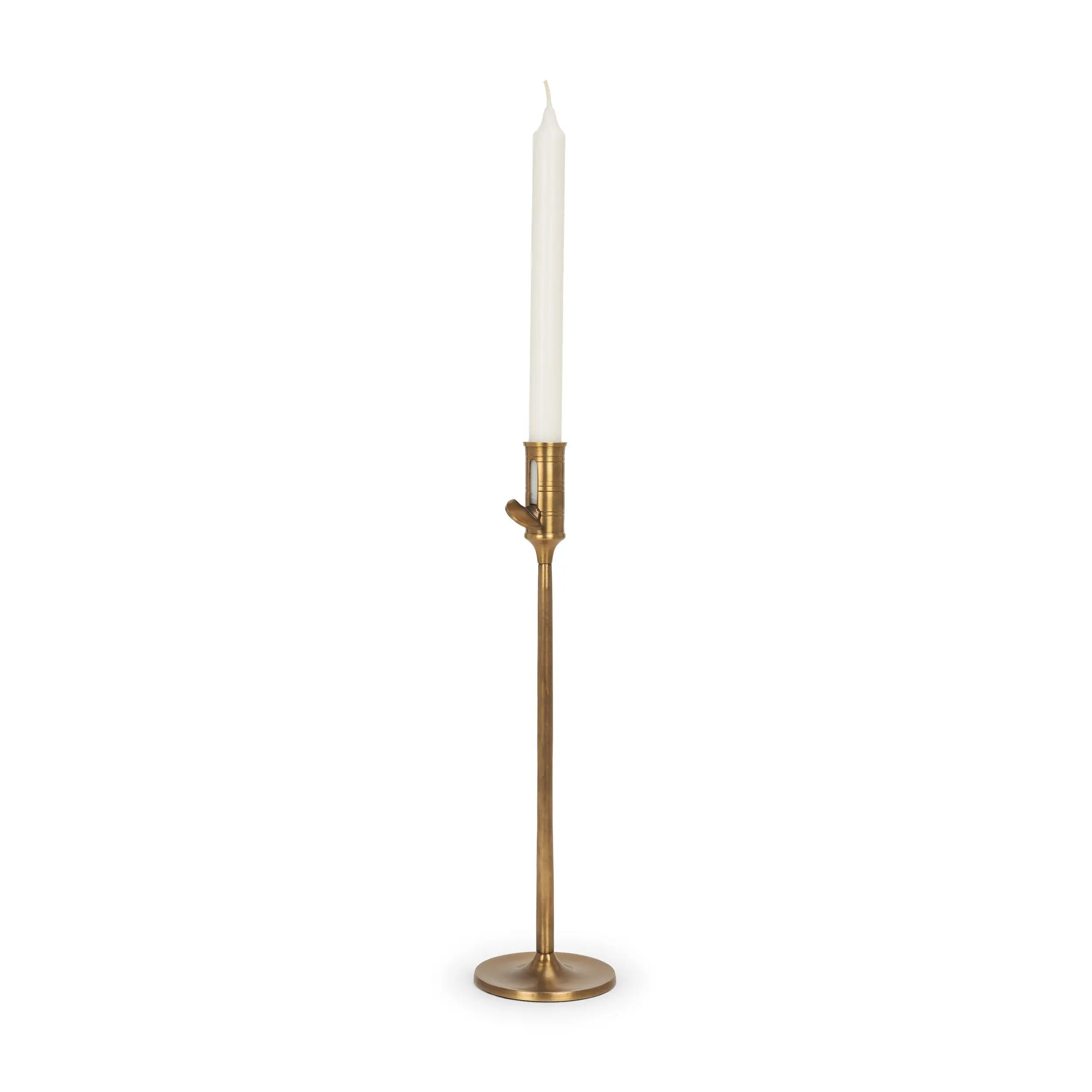 14" Antiqued Brass Metal Tabletop Taper Candlestick Homeroots Home Decor