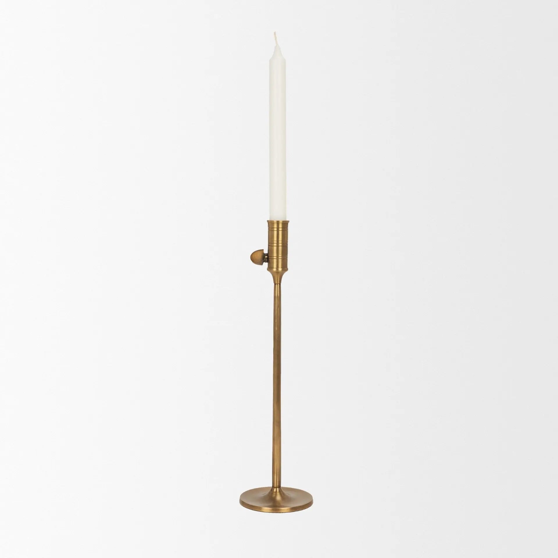 14" Antiqued Brass Metal Tabletop Taper Candlestick Homeroots Home Decor