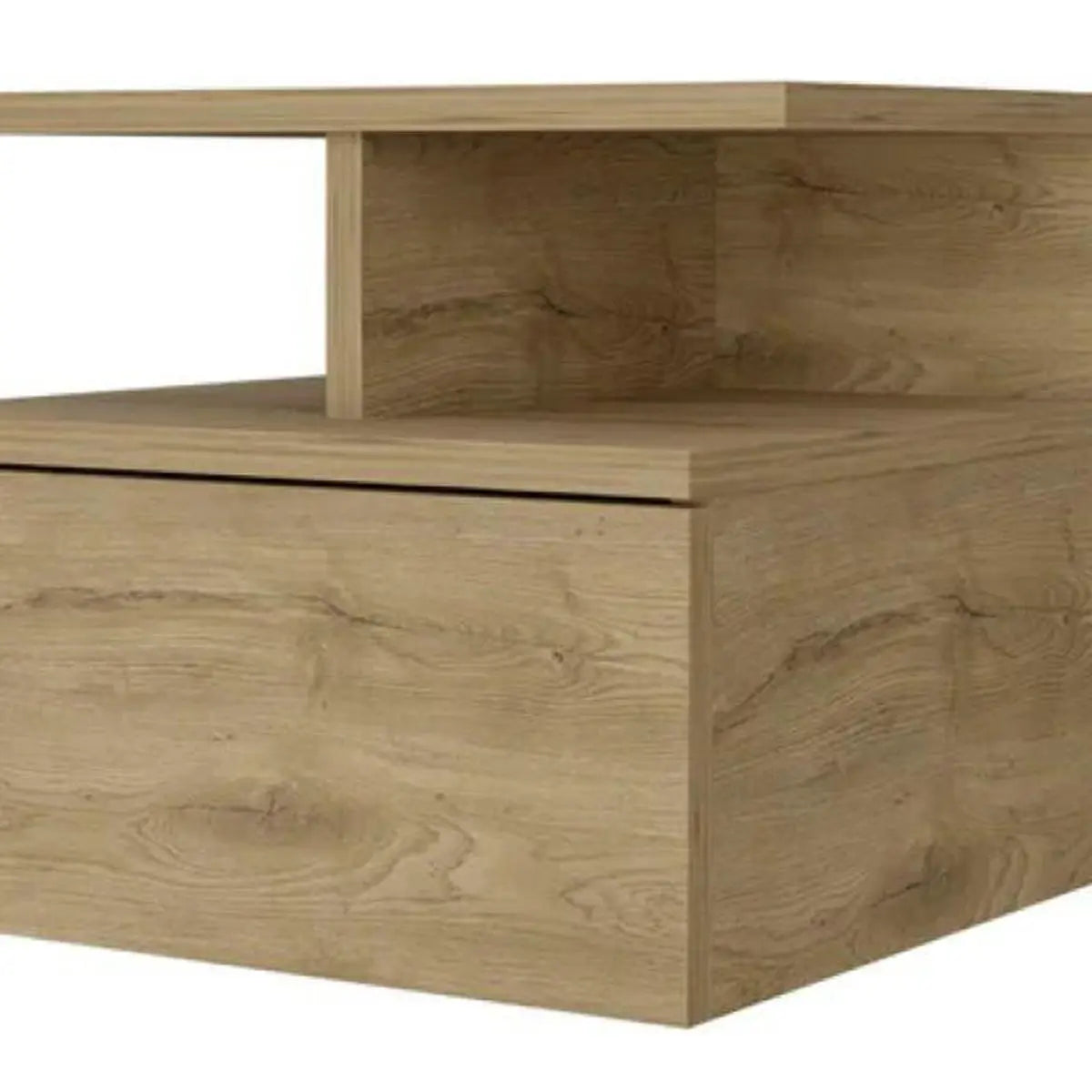 14" Beige Wood One Drawer Floating Nightstand Homeroots Bed & Bath