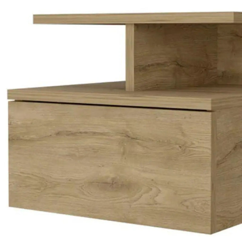 14" Beige Wood One Drawer Floating Nightstand Homeroots Bed & Bath