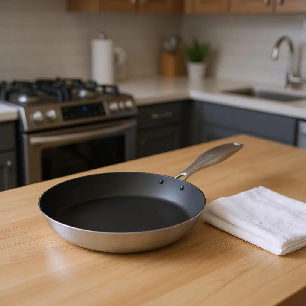 14" Black And Silver Stainless Steel Frying Pan Homeroots Kitchen & Dining