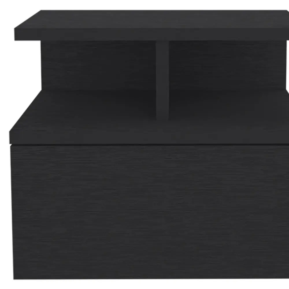 14" Black Wood One Drawer Floating Nightstand Homeroots Bed & Bath