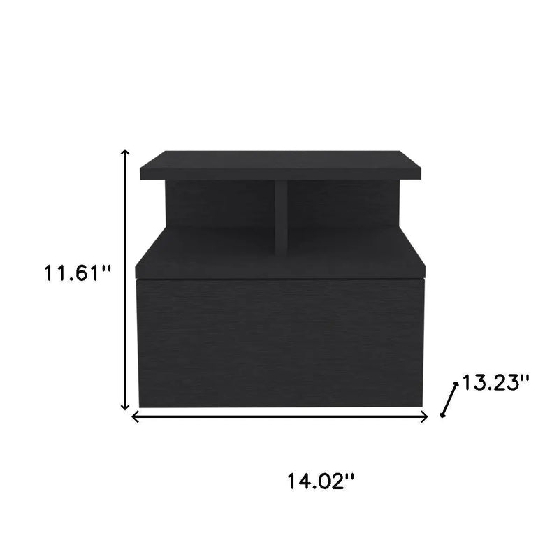 14" Black Wood One Drawer Floating Nightstand Homeroots Bed & Bath