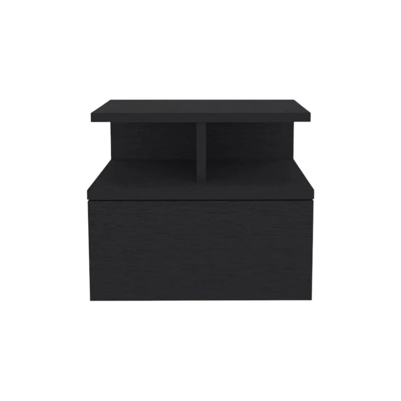 14" Black Wood One Drawer Floating Nightstand Homeroots Bed & Bath