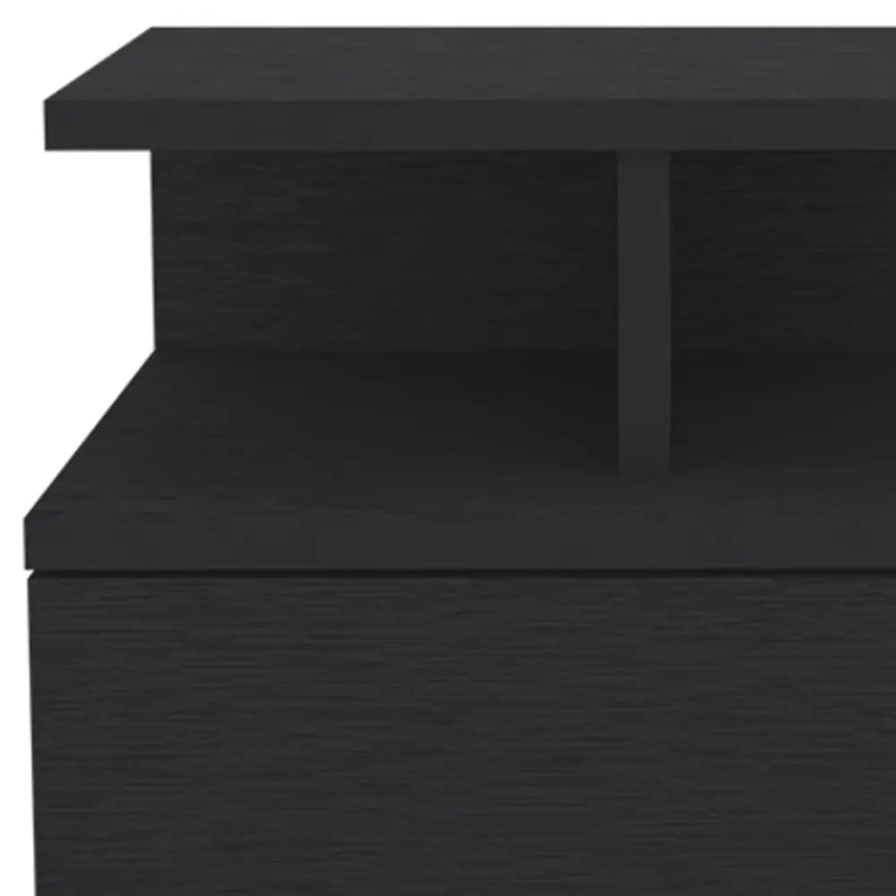 14" Black Wood One Drawer Floating Nightstand Homeroots Bed & Bath