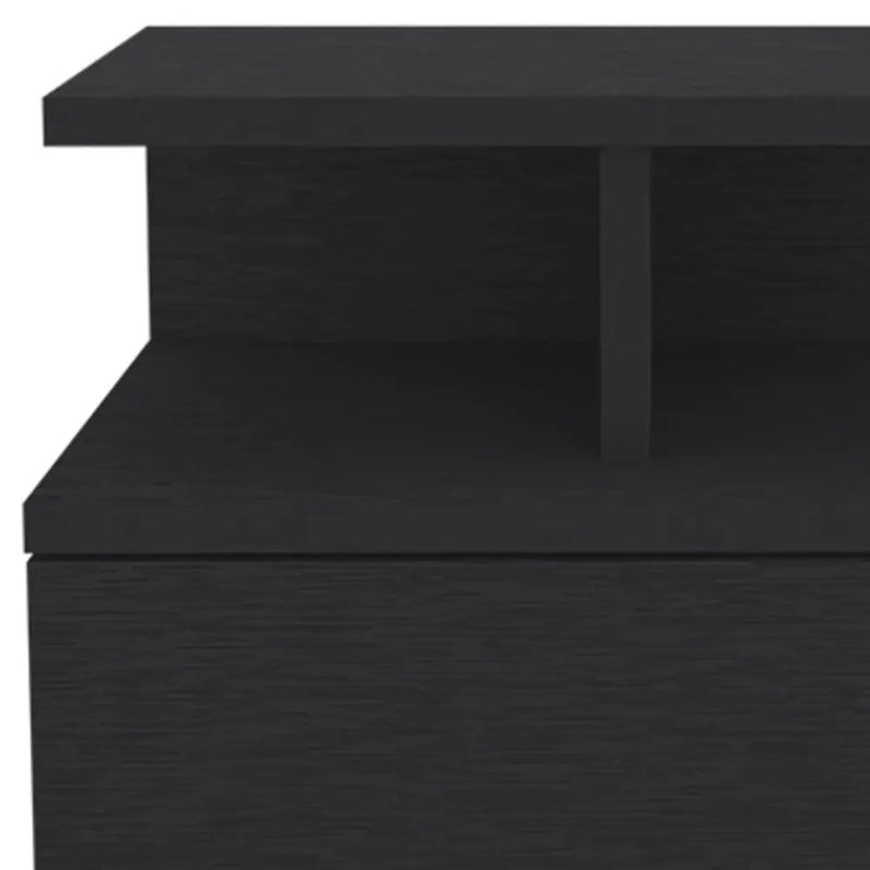 14" Black Wood One Drawer Floating Nightstand Homeroots Bed & Bath