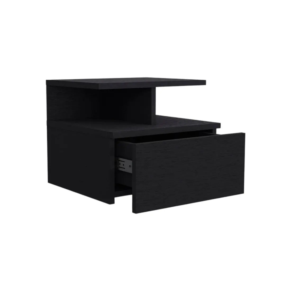 14" Black Wood One Drawer Floating Nightstand Homeroots Bed & Bath