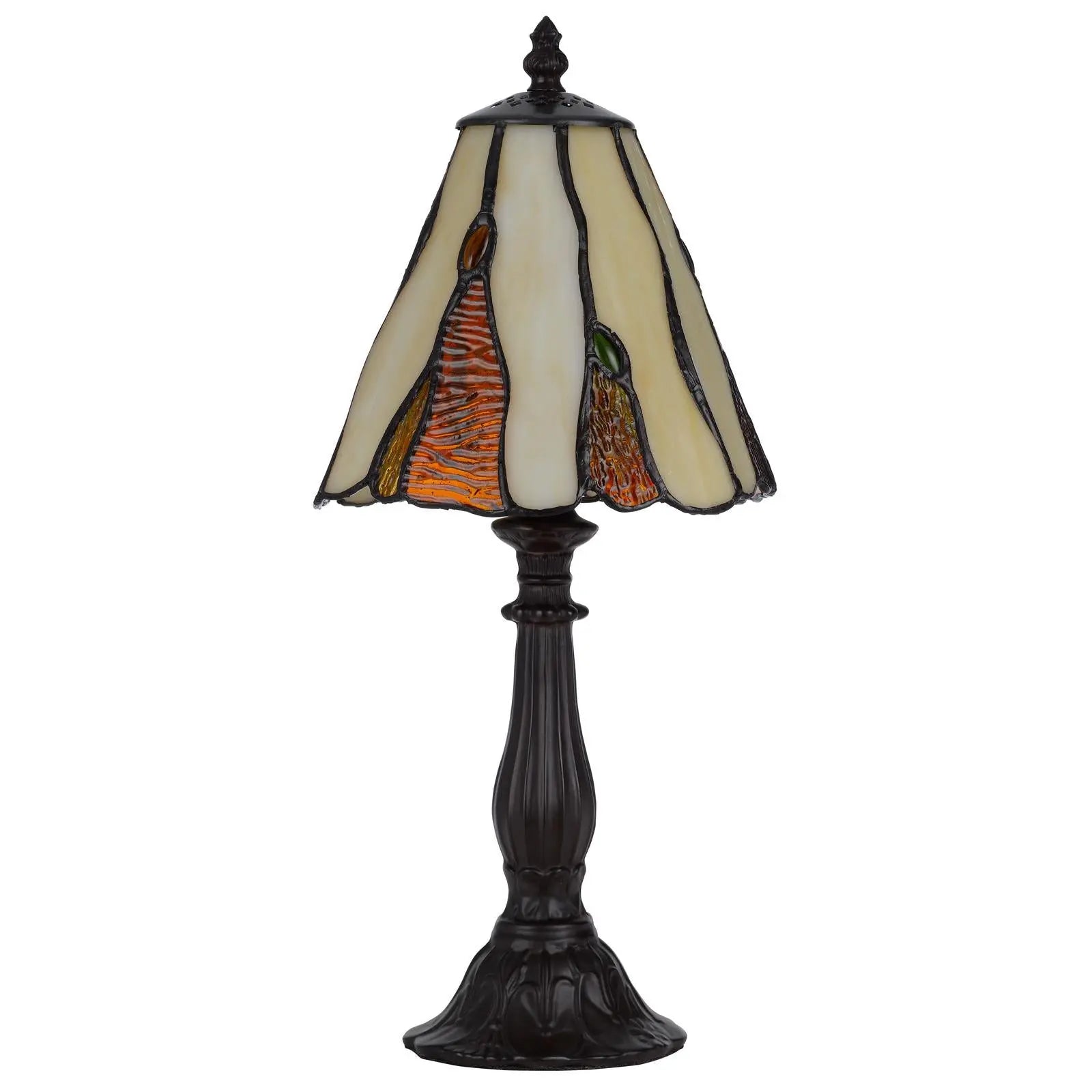 14" Bronze Abstract Round Tiffany Lamp With Cone Shade Homeroots Lighting