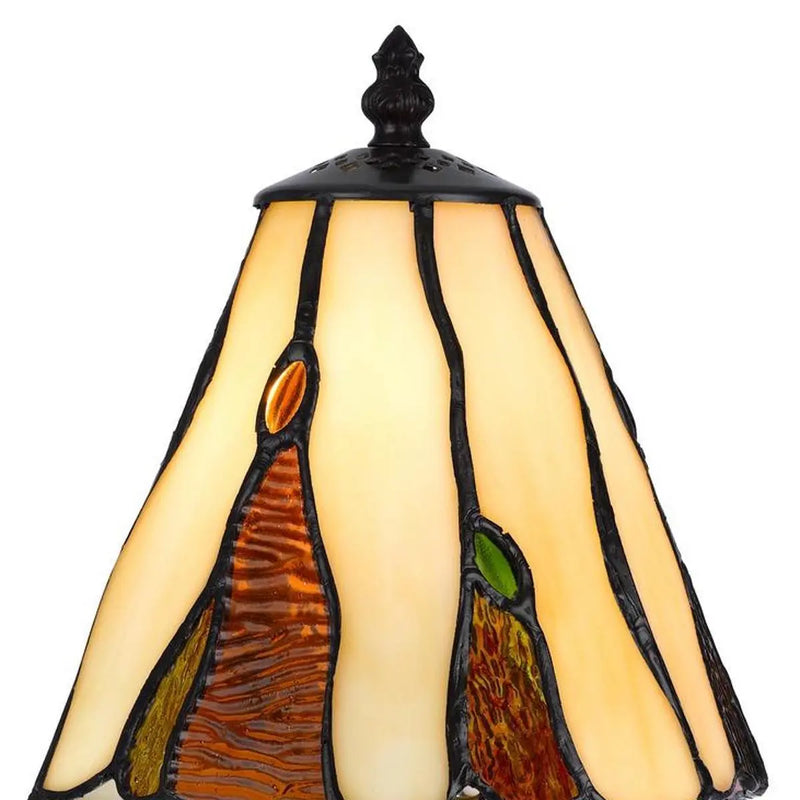 14" Bronze Abstract Round Tiffany Lamp With Cone Shade Homeroots Lighting
