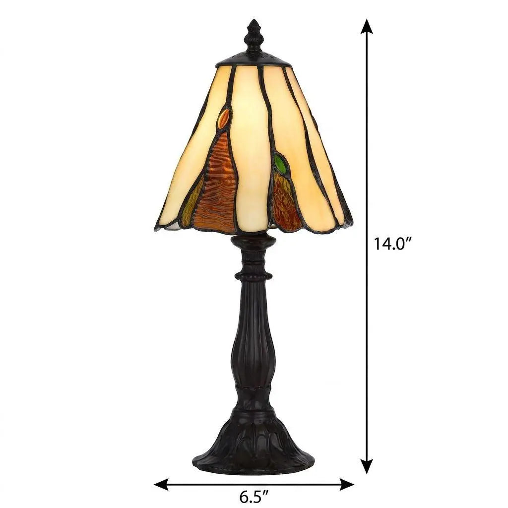 14" Bronze Abstract Round Tiffany Lamp With Cone Shade Homeroots Lighting