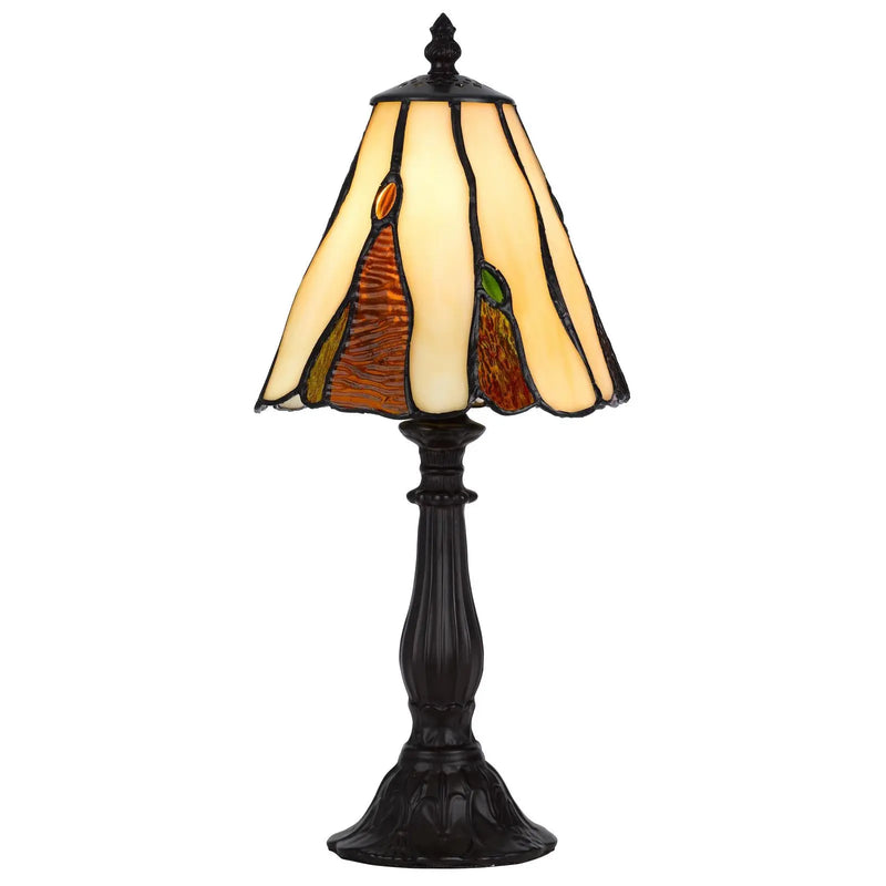 14" Bronze Abstract Round Tiffany Lamp With Cone Shade Homeroots Lighting