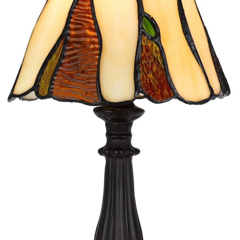 14" Bronze Abstract Round Tiffany Lamp With Cone Shade Homeroots Lighting