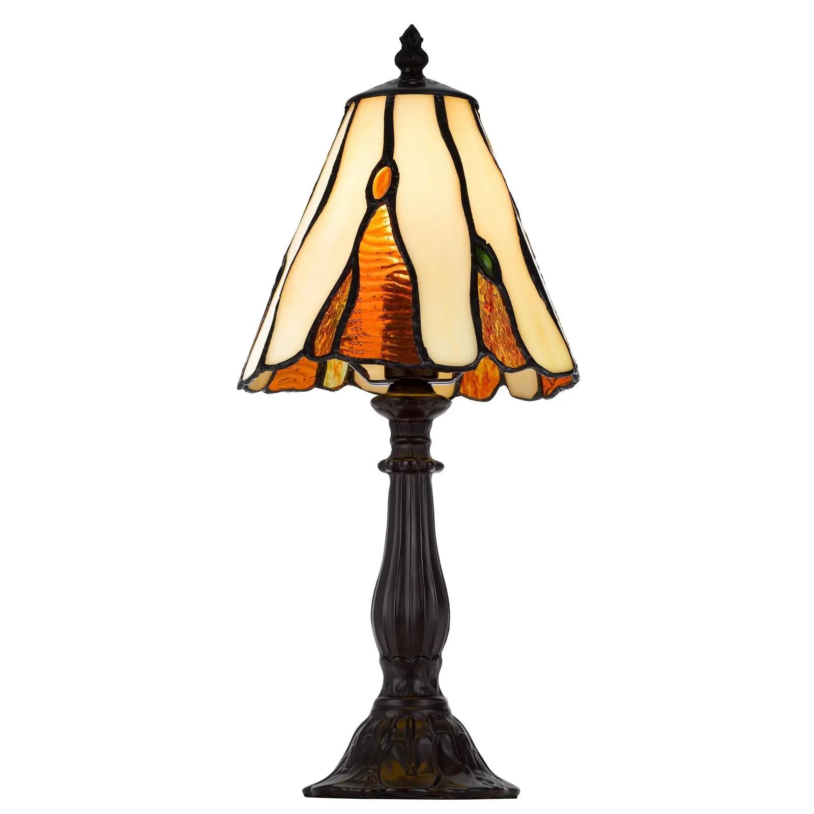 14" Bronze Abstract Round Tiffany Lamp With Cone Shade Homeroots Lighting